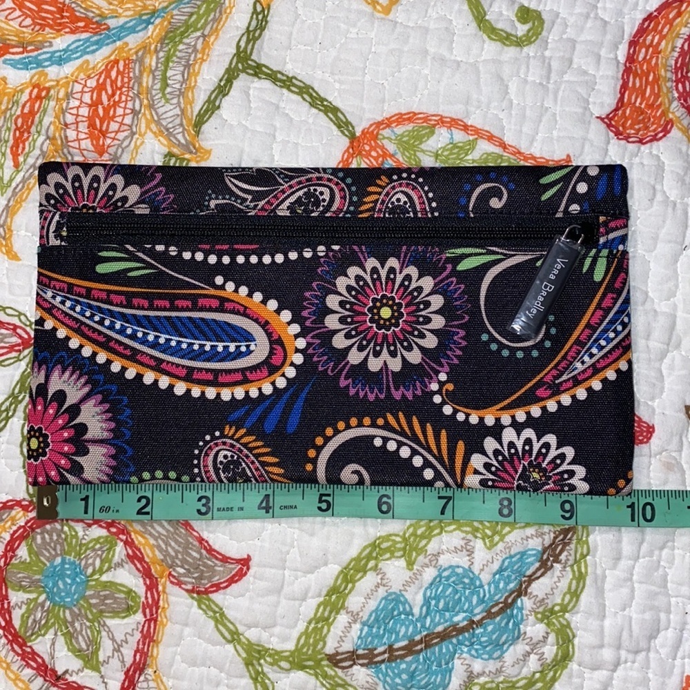 Vera Bradley Pencil Pouch Bandana Swirl black orange pink white green paisley - Picture 4 of 5
